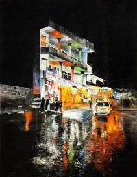 Tooba Bashir, 24 x 30 Inch, Oil on Canvas, Cityscape Painting, AC-TBS-009